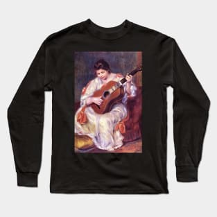 Woman Playing a Guitar by Pierre Renoir Long Sleeve T-Shirt